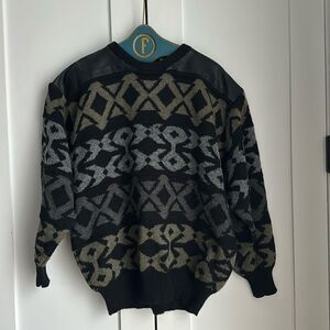 Vintage Honneywell & Todd Sweater with Leather Shoulders - L